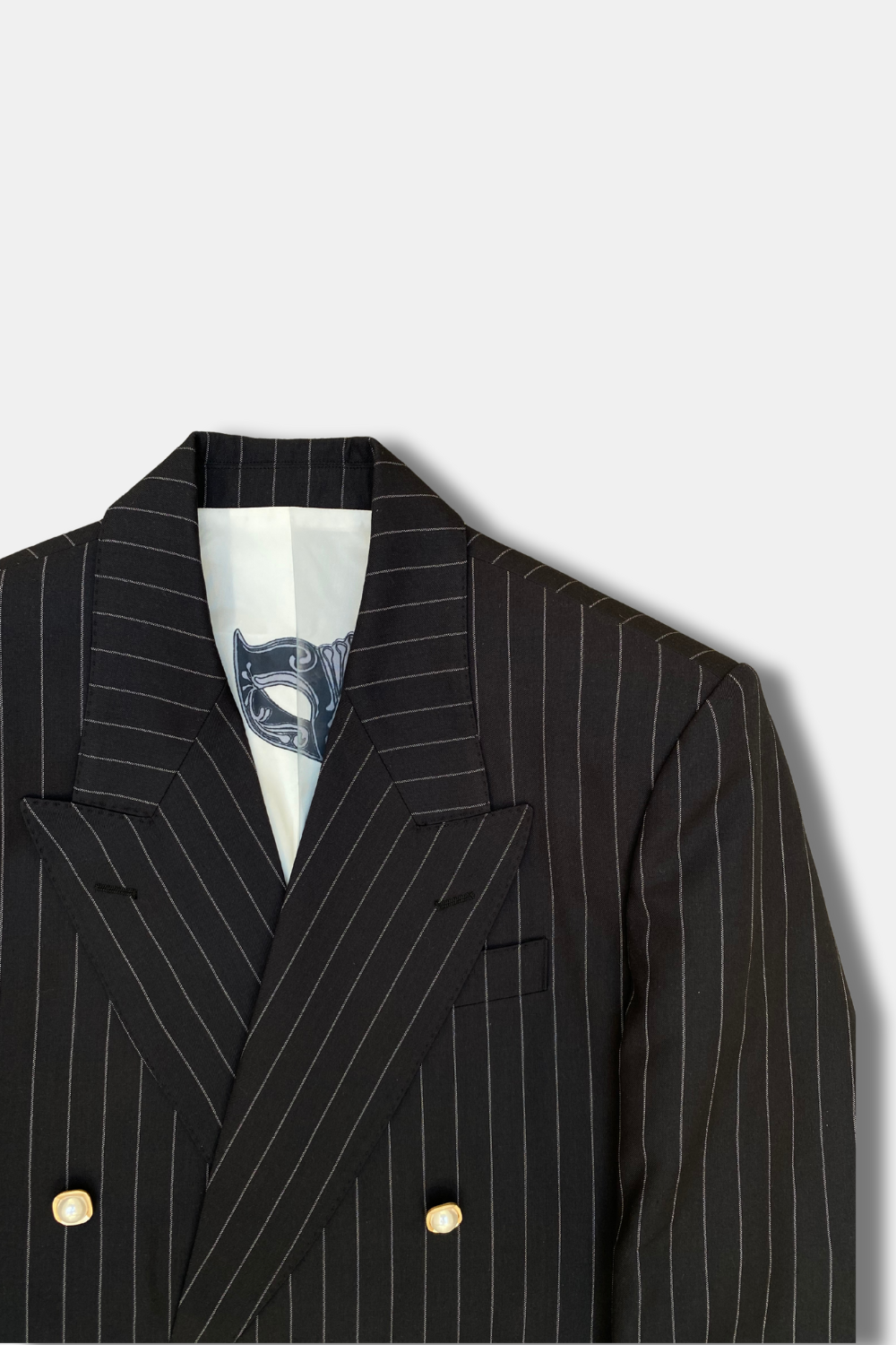 PINSTRIPE DOUBLE-BREASTED BLAZER