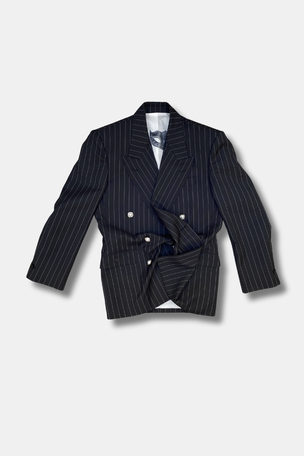 PINSTRIPE DOUBLE-BREASTED BLAZER