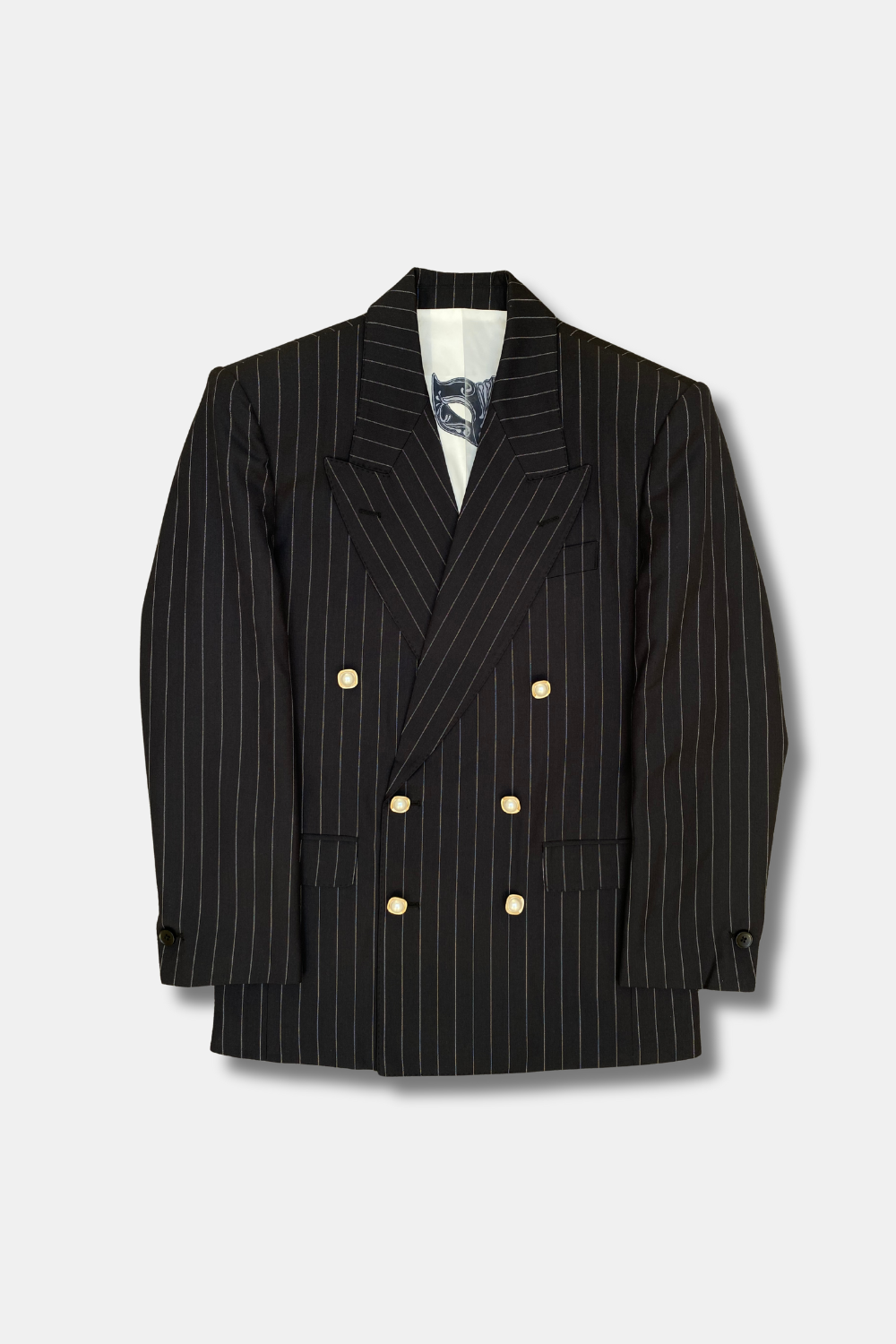 PINSTRIPE DOUBLE-BREASTED BLAZER