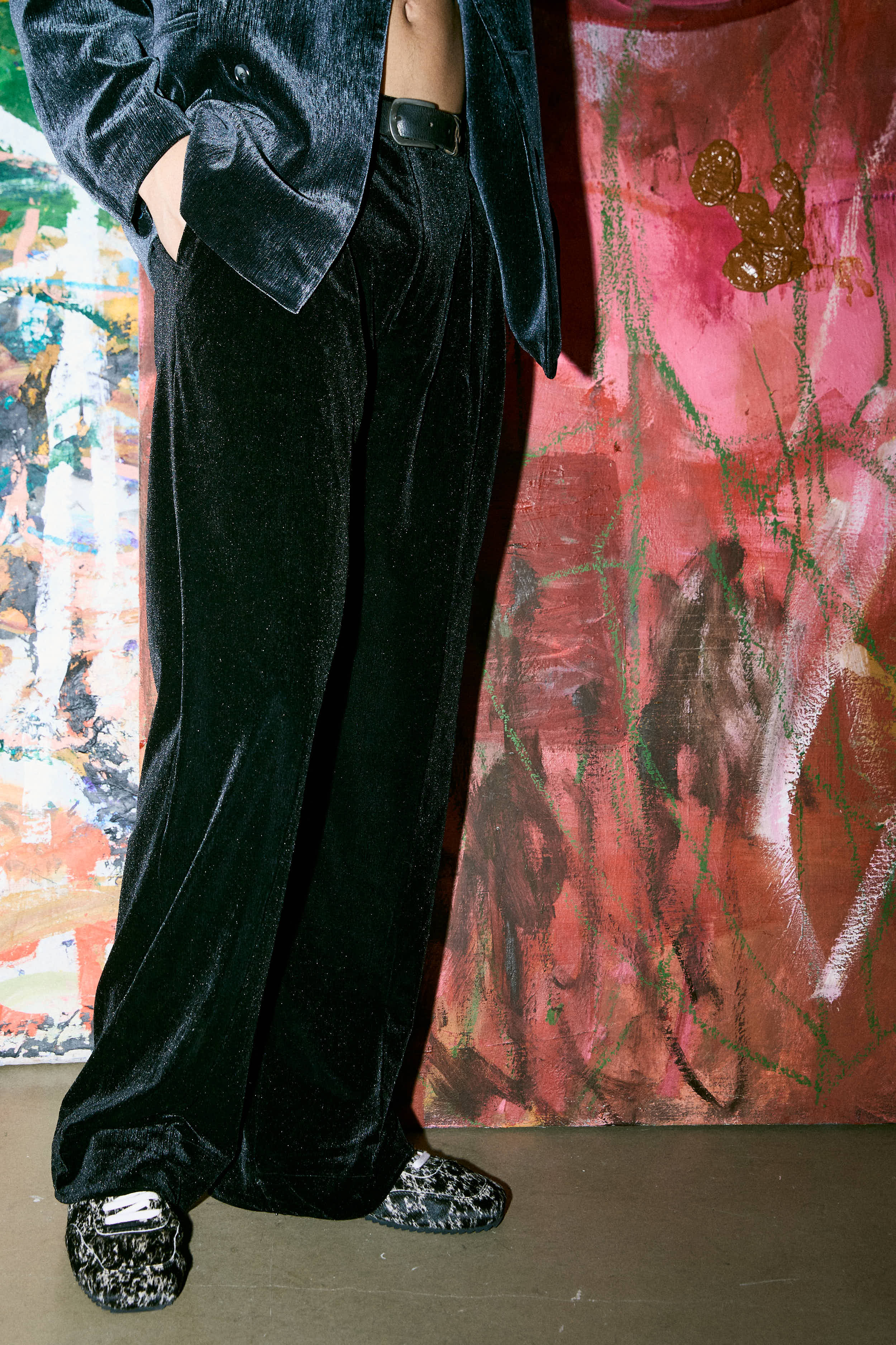 VELVET TAILORED PANTS